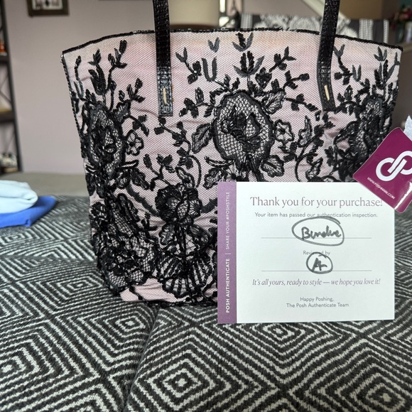 Authentic vintage Valentino Garavani Beaded Black Lace Overlay Tote - Picture 2 of 13